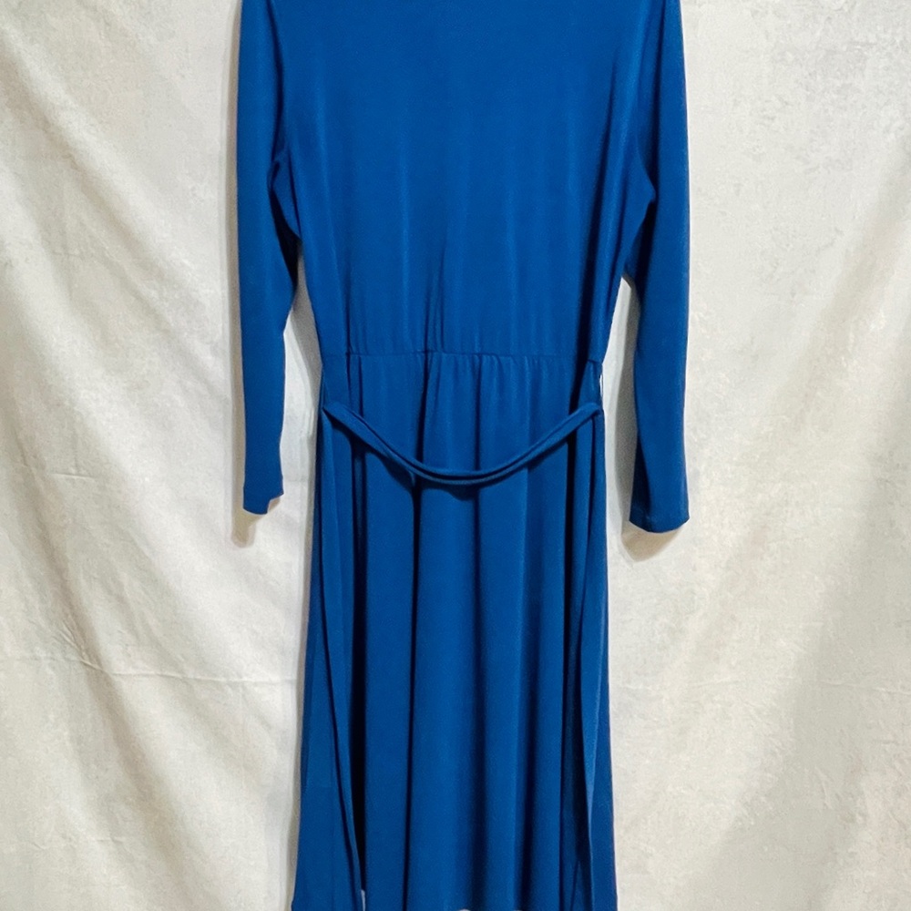 H&M Jersey Crepe Midi Dress Size L Wrap Dress Cornflower Blue - Picture 4 of 10